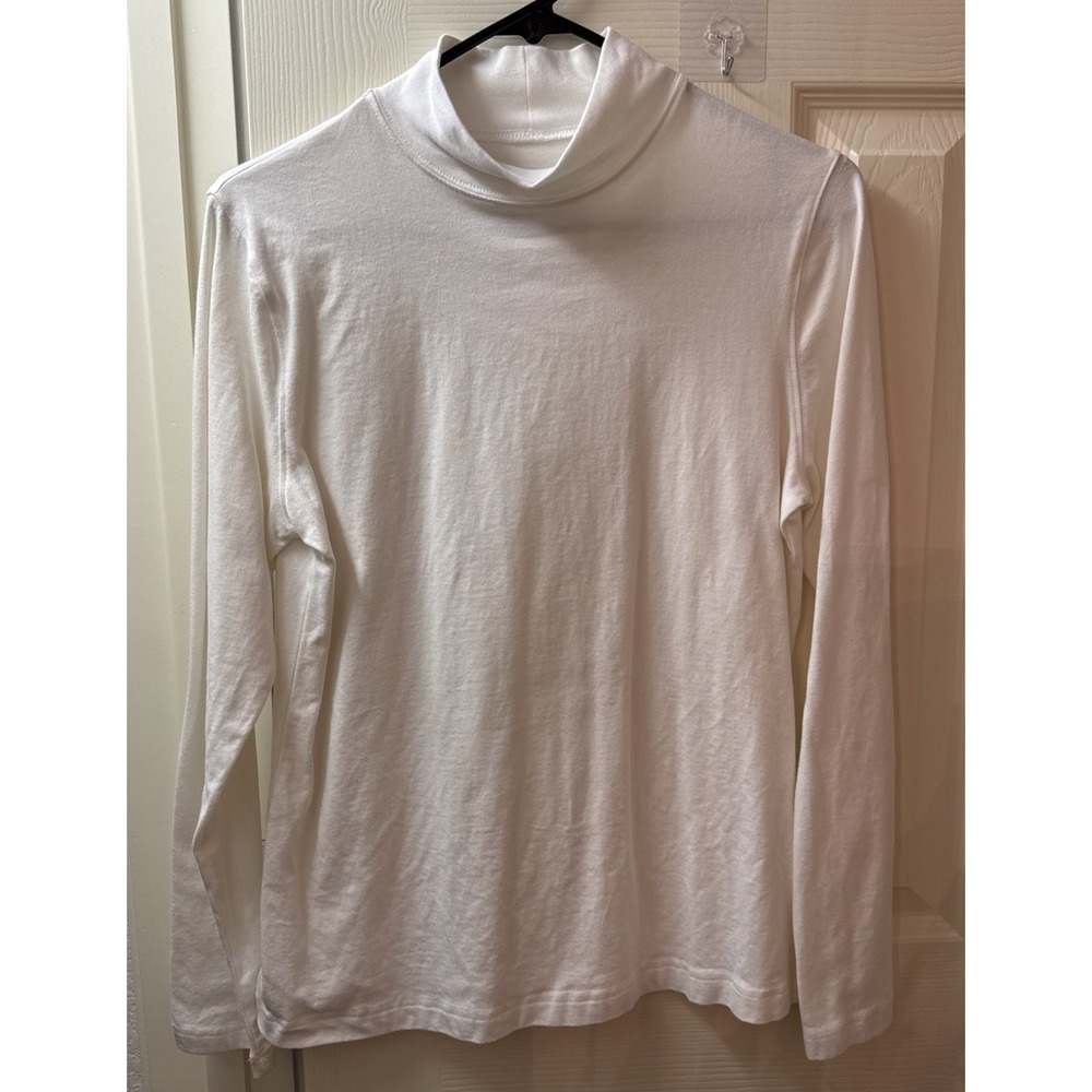 Croft & Barrow Ivory Turtleneck Stretch Long Sleeve Top Womens Medium